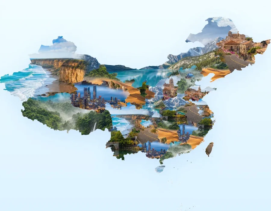 由旅行照片填满省份轮廓的中国足迹地图